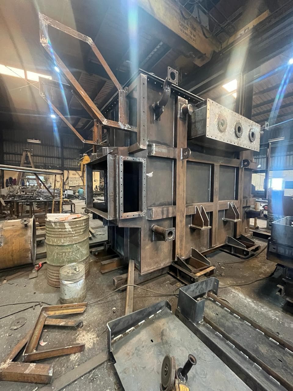 Furnace casing taking shape around the internal frame