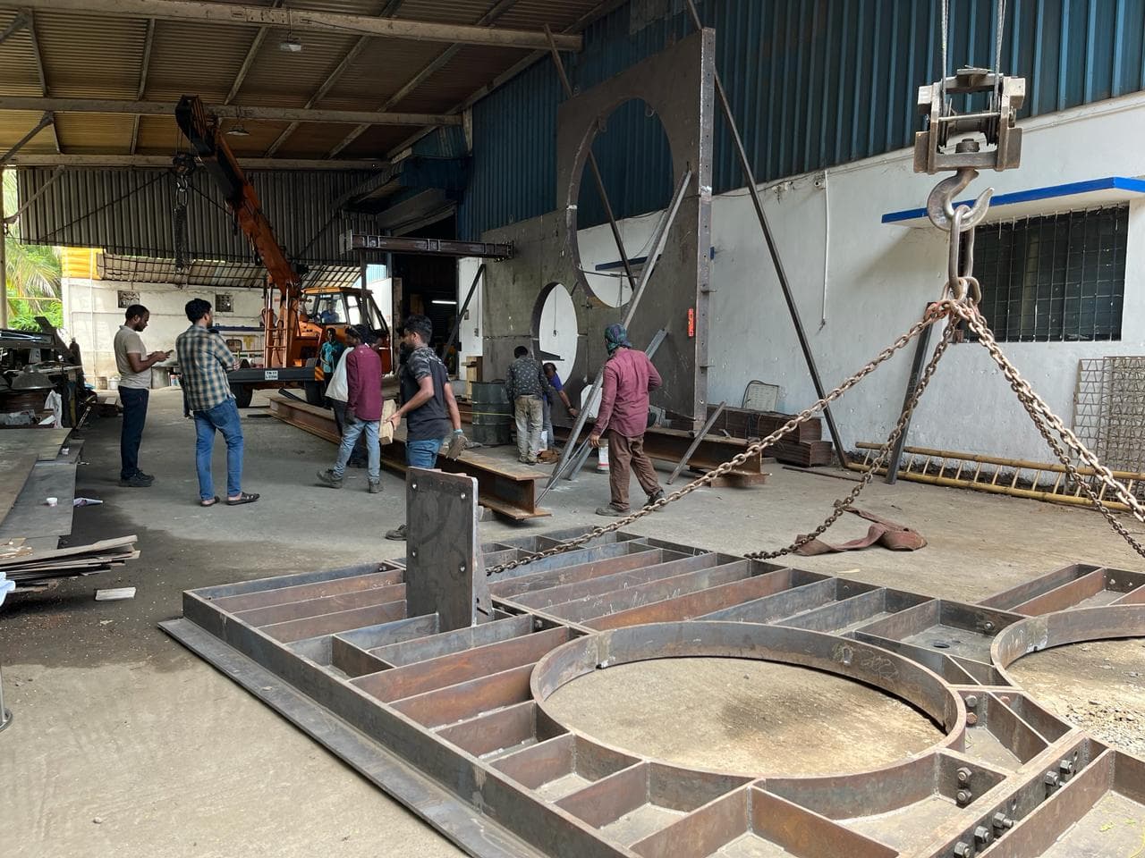 Platform structure built tall to clear the bay crane